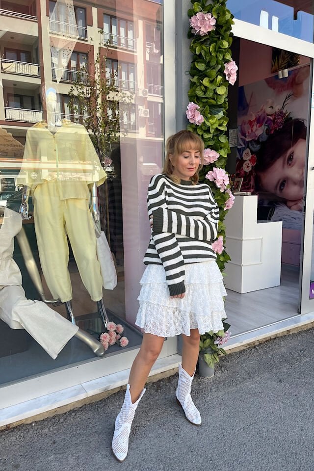 Mevsimlik Çizgili Triko-Haki