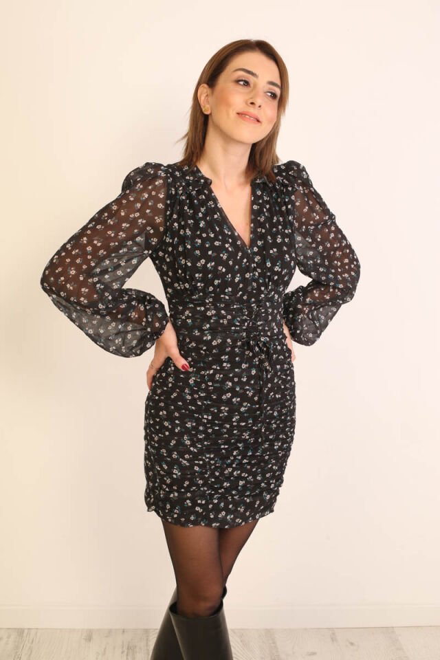 Çiçekli Şifon Elbise