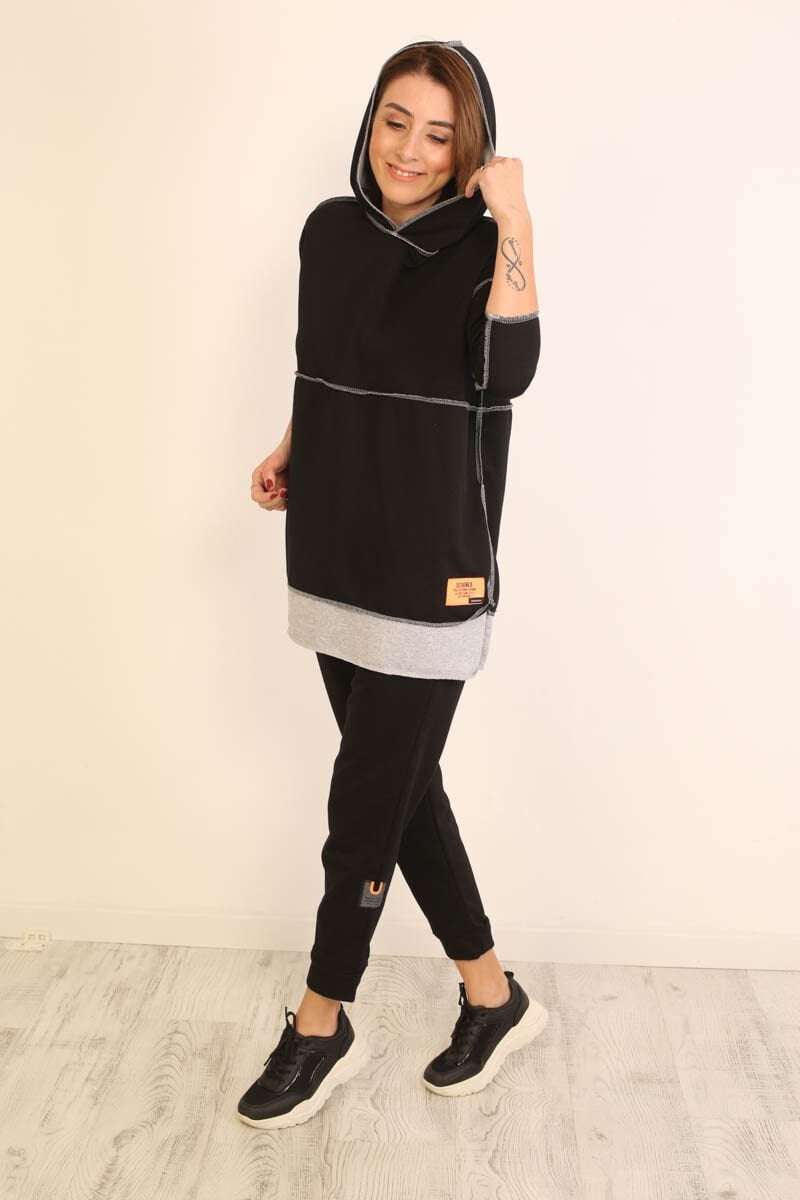 İki Renkli Armalı Eşofman Takım