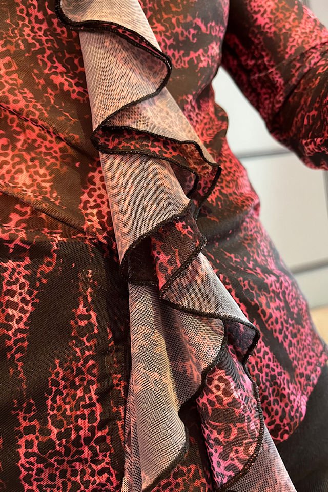 Fırfırlı Tül Bluz -Fuşya