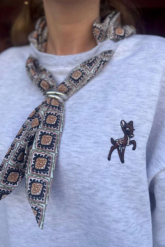 Fularlı Sweatshirt -Gri