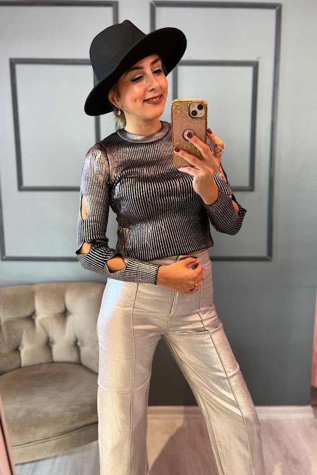 Kol Pencereli Metalik Triko-Füme