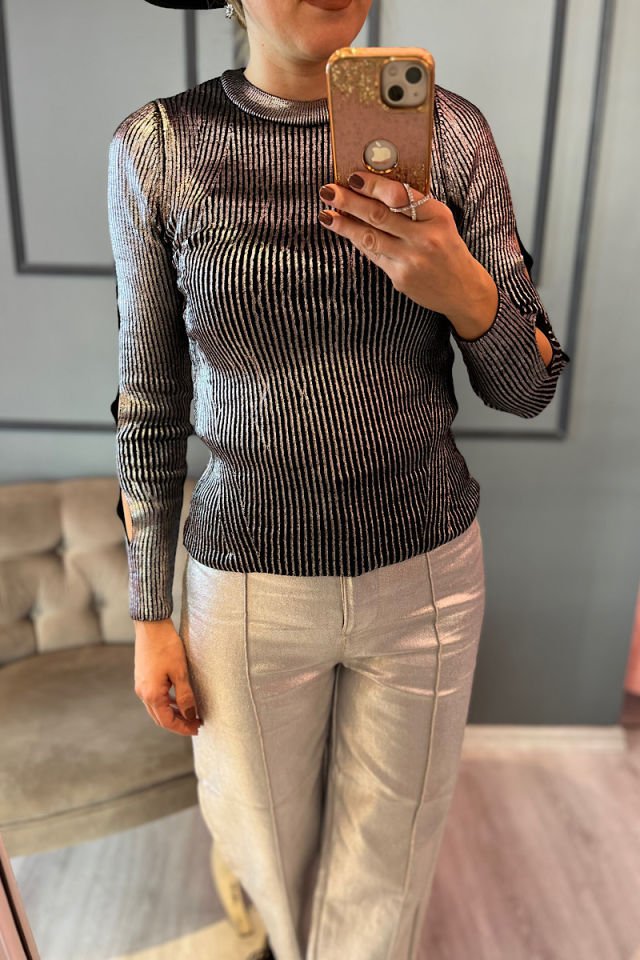 Kol Pencereli Metalik Triko-Füme