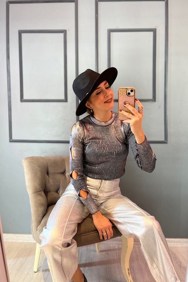 Kol Pencereli Metalik Triko-Füme