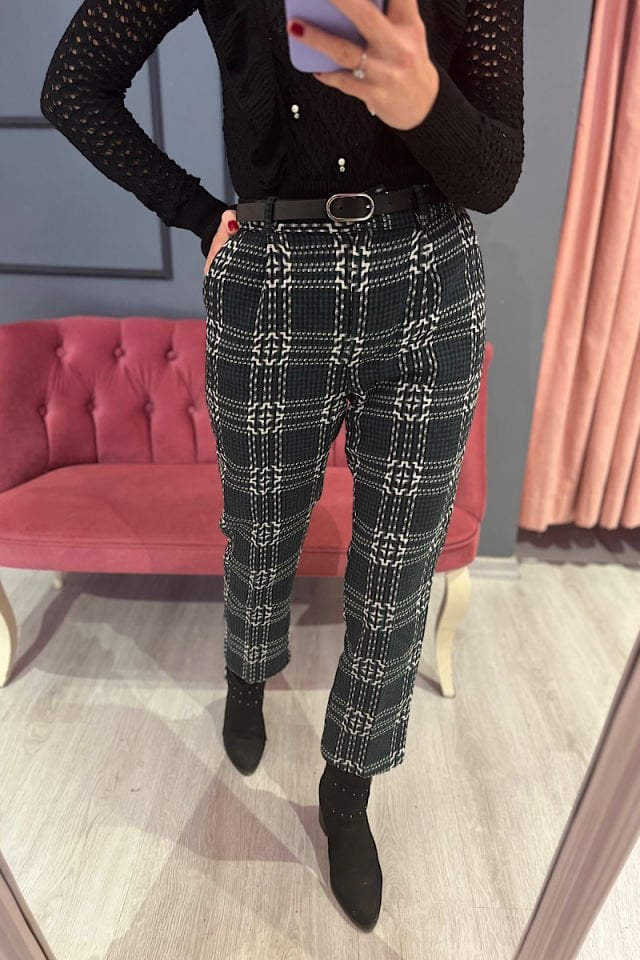 Ekoseli Tüvit Pantolon