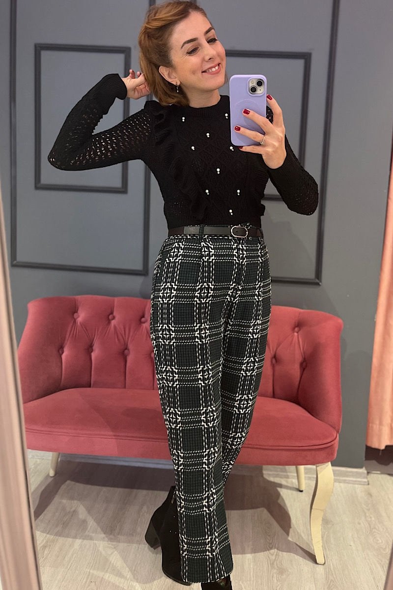 Ekoseli Tüvit Pantolon