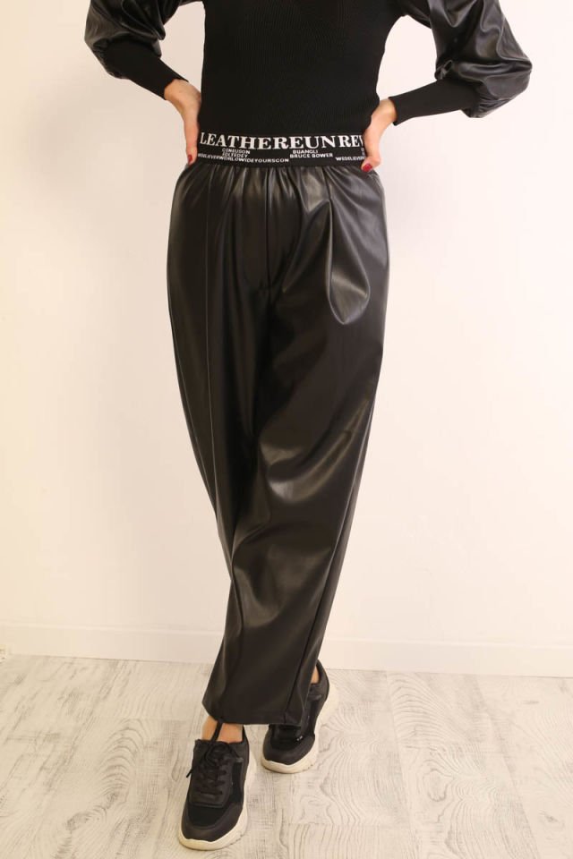 Beli Lastikli Deri Pantolon