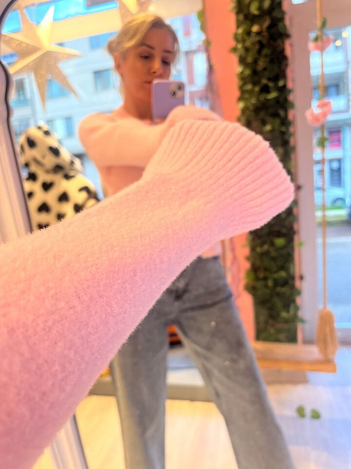 İnci Düğmeli Hırka-Pembe