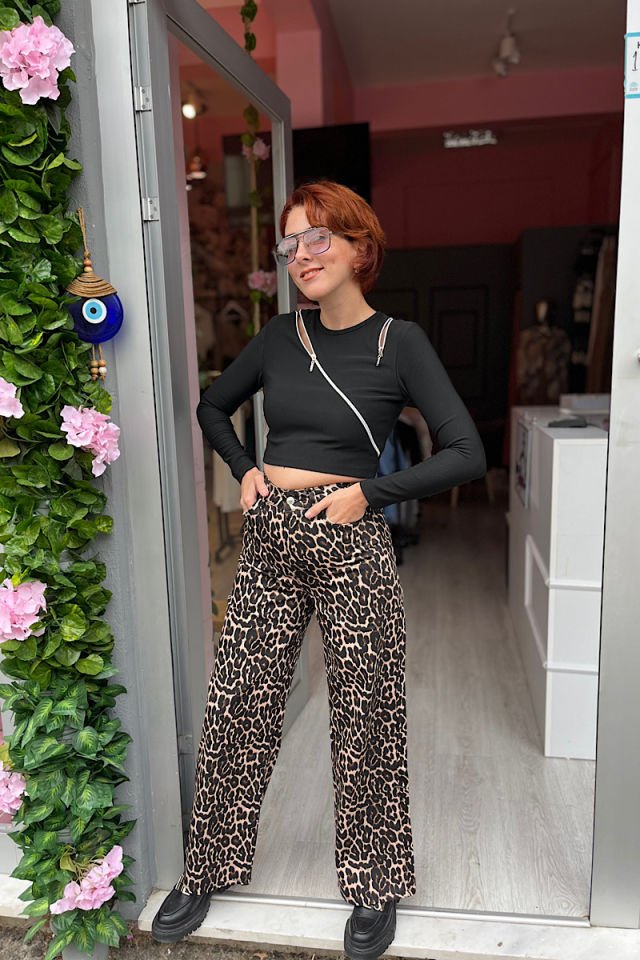 Fermuarlı Ottoman Crop Bluz -Siyah