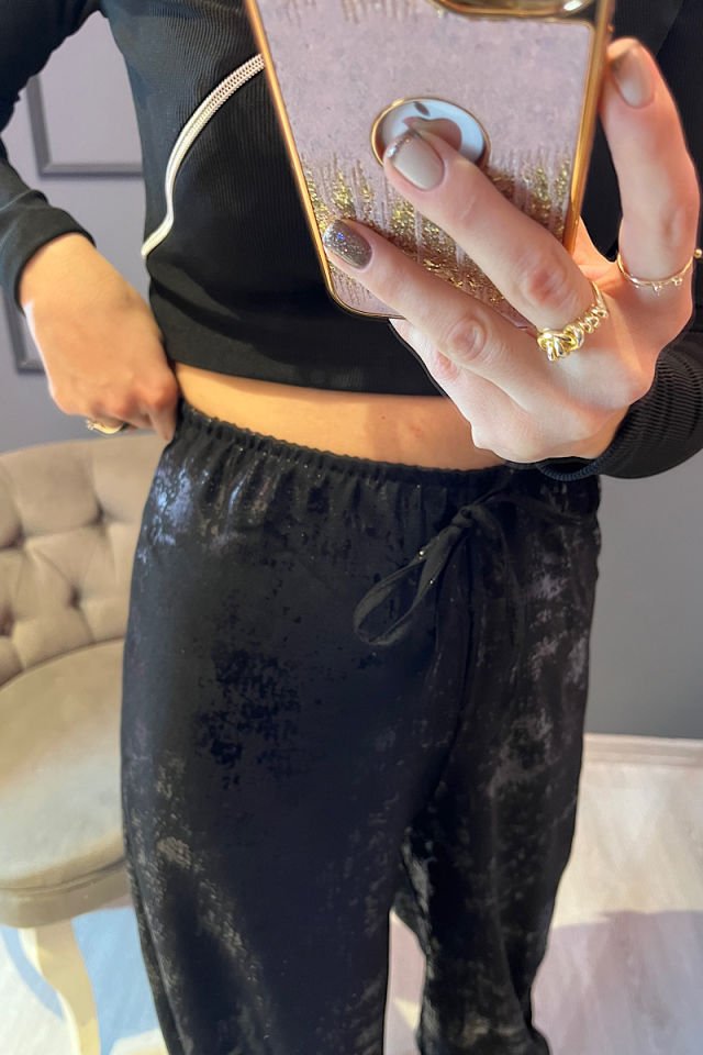 Varak Desenli Pantolon -Siyah