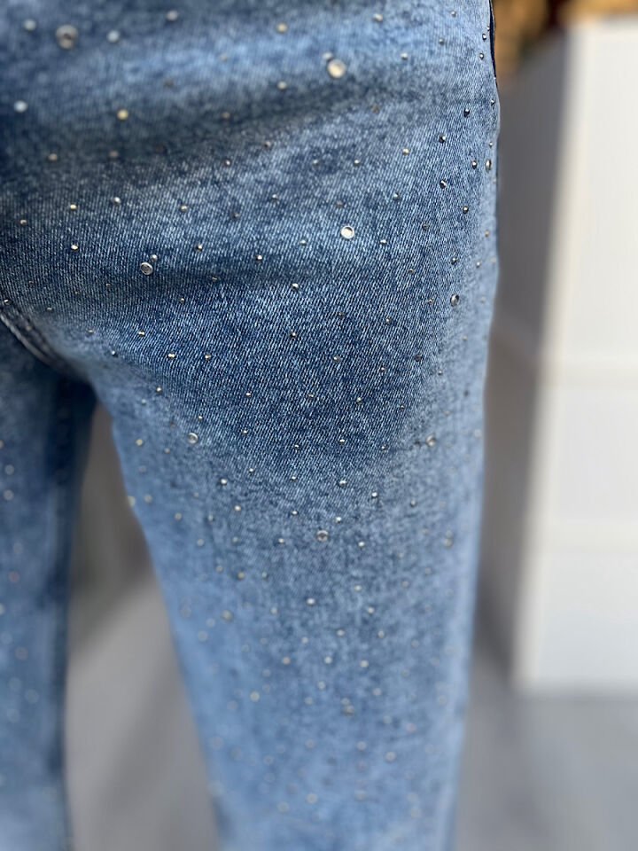 Taşlı Palazzo Jean-Açık Mavi