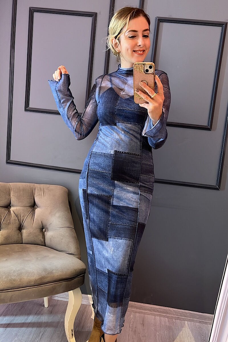 Tül Elbise-Lacivert