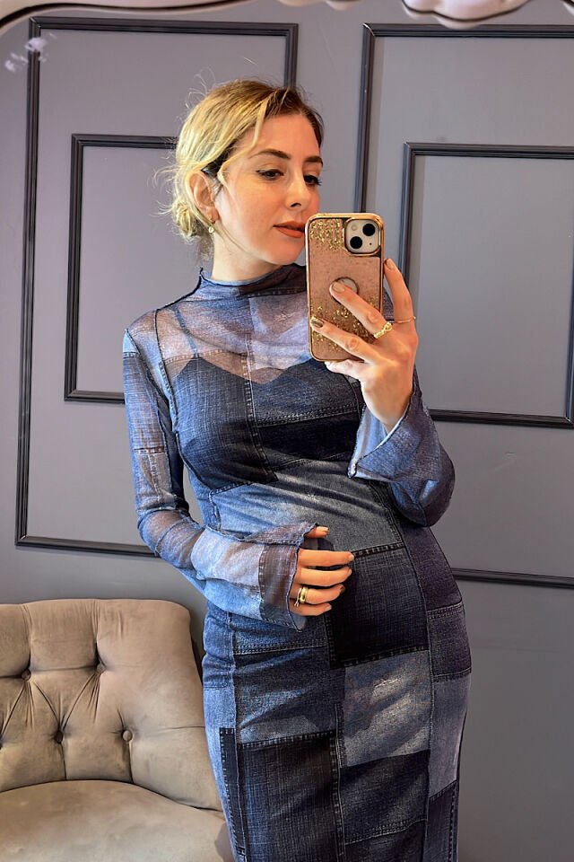 Tül Elbise-Lacivert