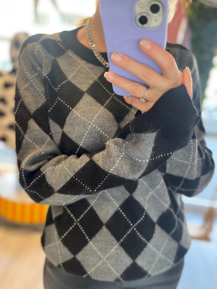 Baklava Desen Yumoş Triko-Gri