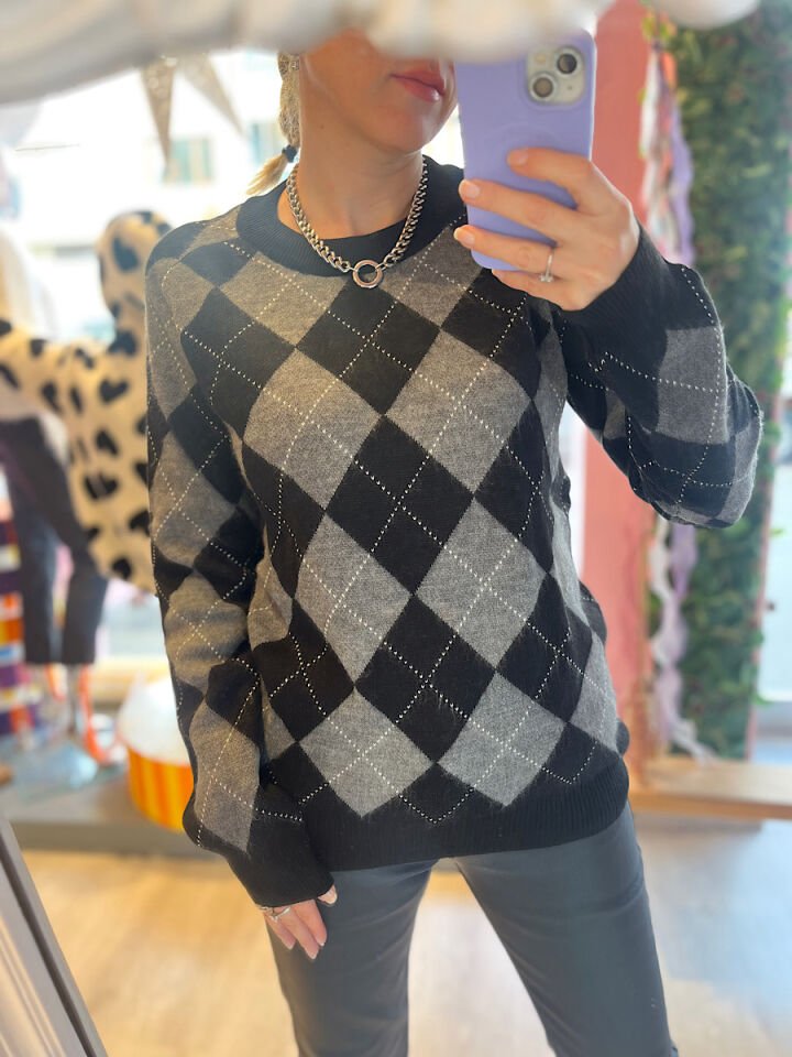 Baklava Desen Yumoş Triko-Gri