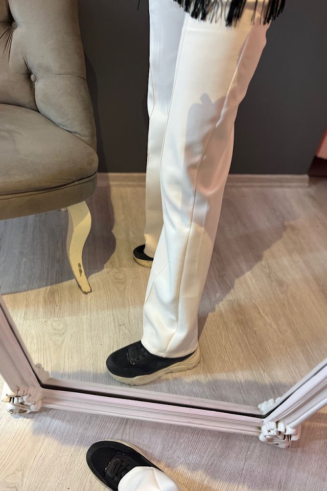 Dalgıç Kumaş Pantolon-Beyaz