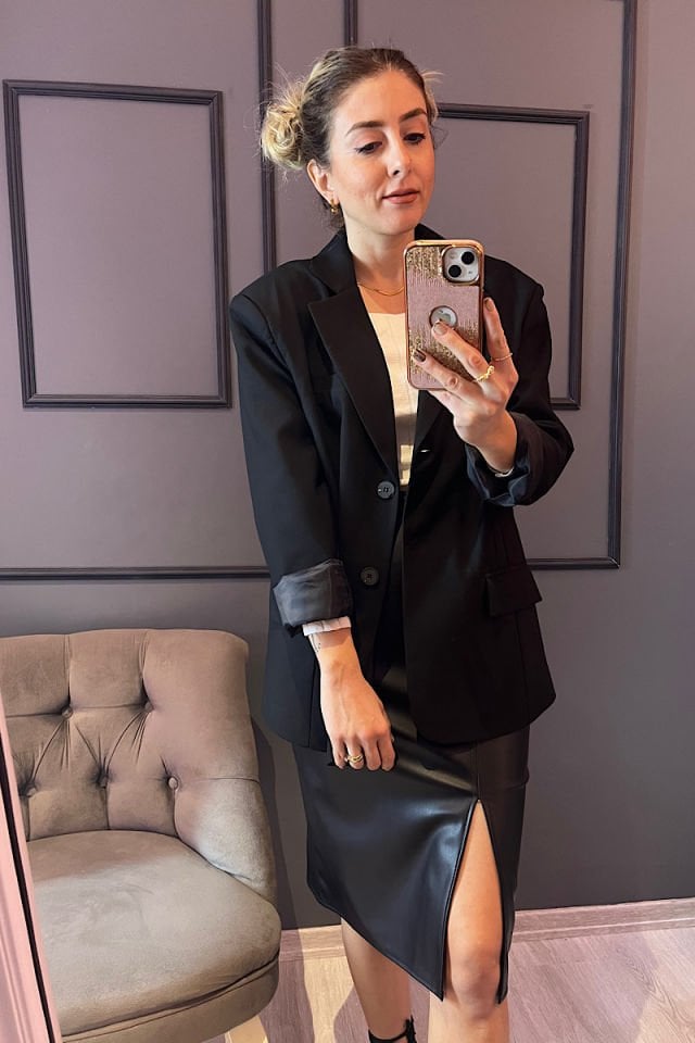 Oversize Blazer Ceket-Siyah