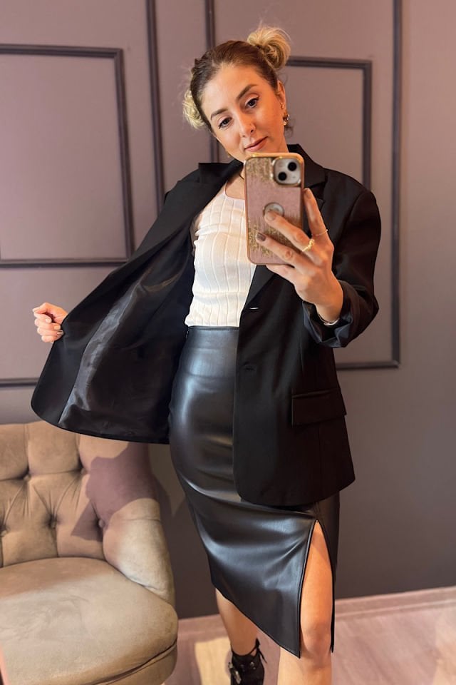 Oversize Blazer Ceket-Siyah