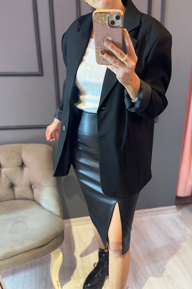 Oversize Blazer Ceket-Siyah