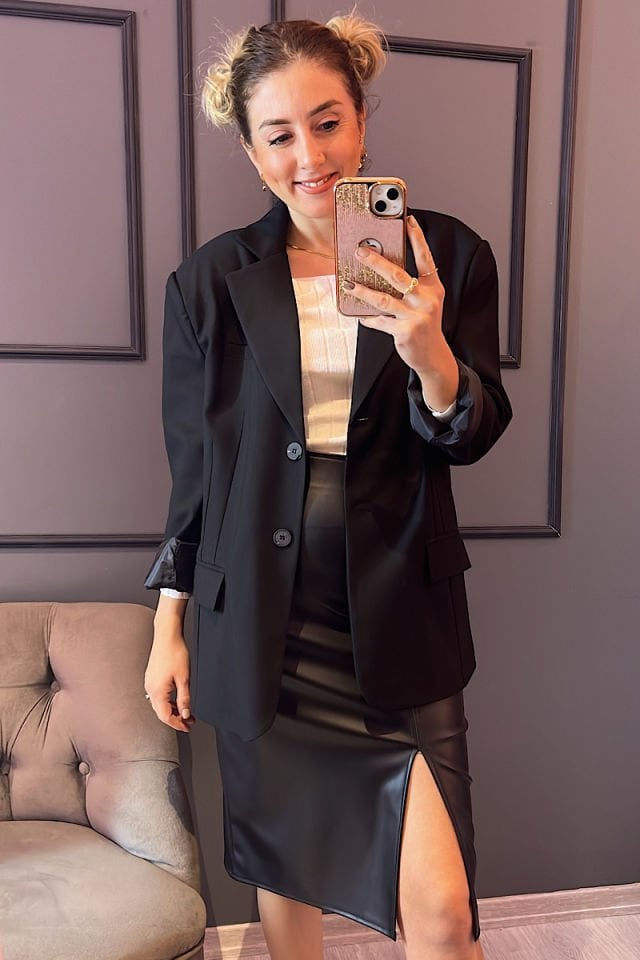 Oversize Blazer Ceket-Siyah