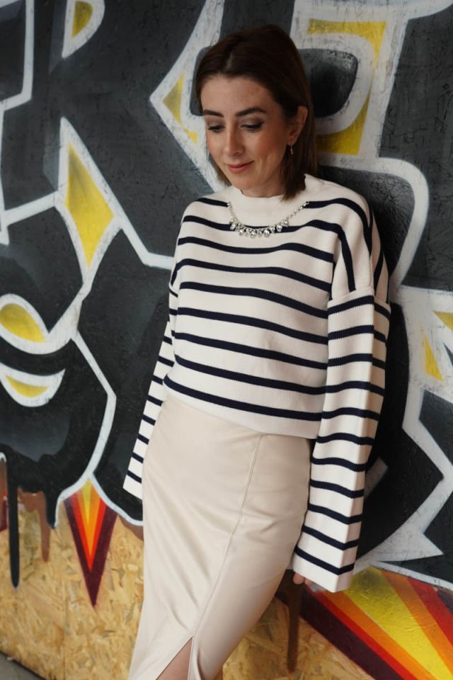 Kalem Yırtmaçlı Deri Etek