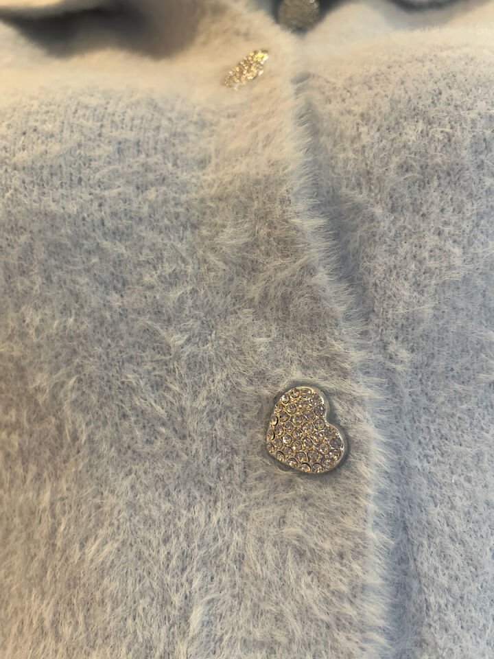 Kalp Düğmeli Yumoş Hırka-Bebe Mavi