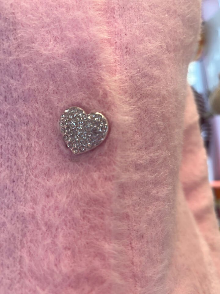 Kalp Düğmeli Yumoş Hırka-Pembe