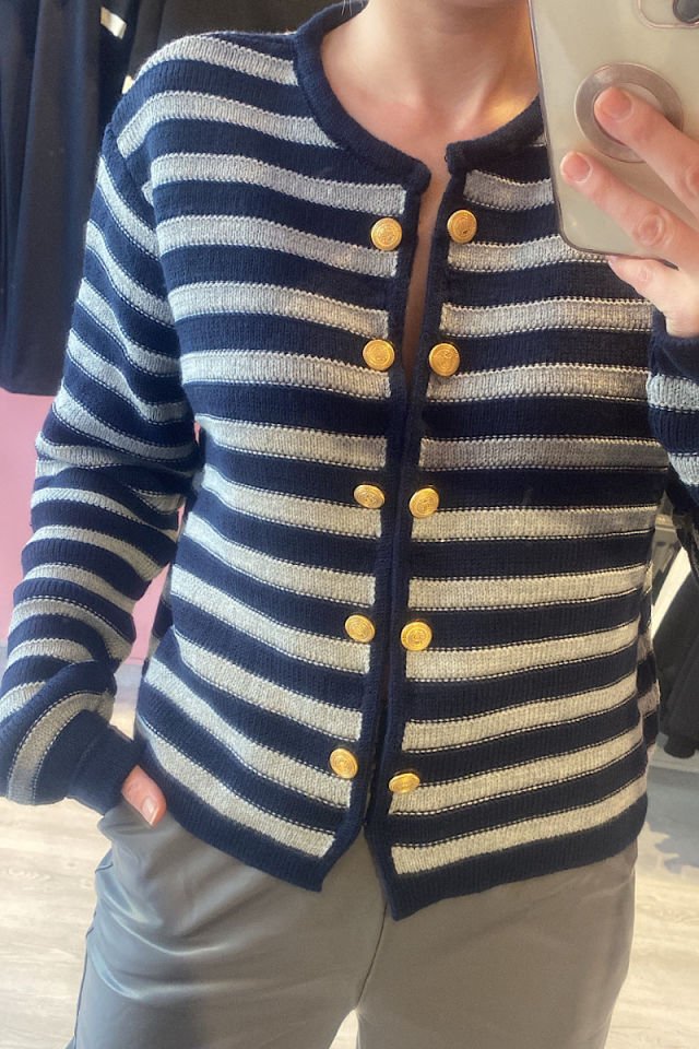 Çift Taraflı Gold Düğmeli Hırka