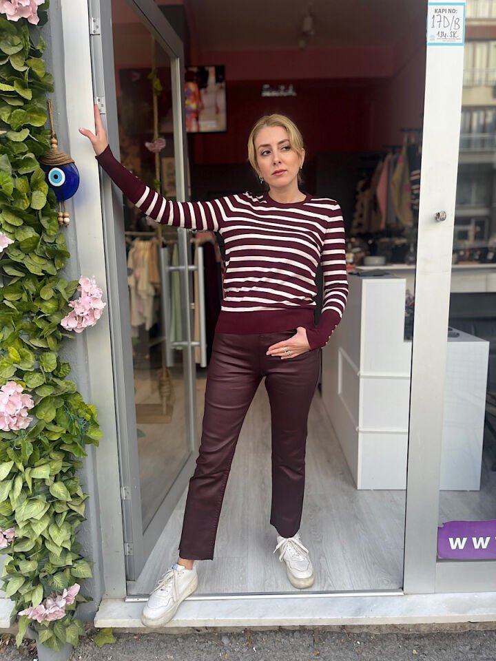 Mumlu Pantolon-Bordo