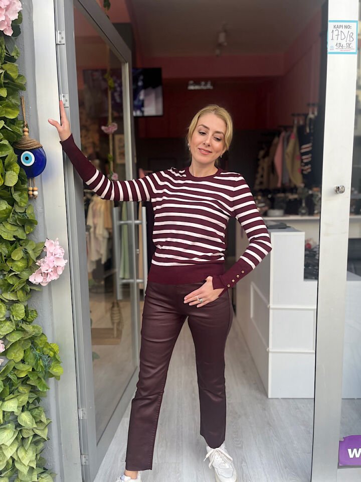 Mumlu Pantolon-Bordo