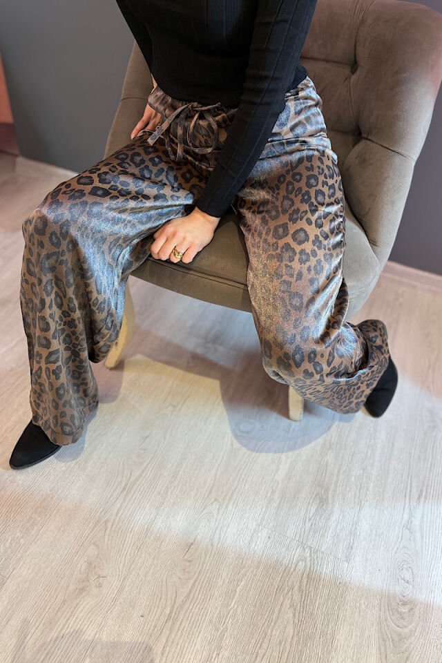 Beli Lastikli Leopar Pantolon