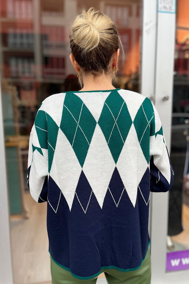 İki Cepli Baklava Desen Hırka