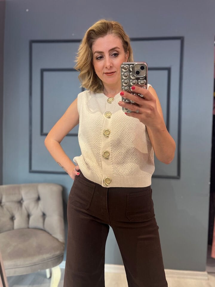 Önden Cepli Pantolon-Acı Kahve