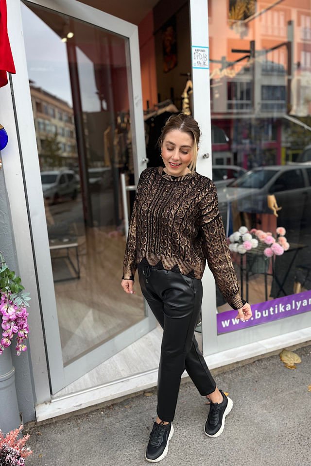 Deri Mom Fit Pantolon -Siyah