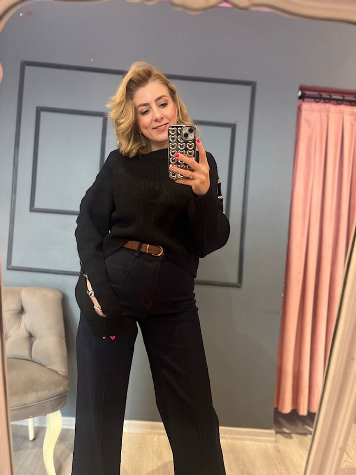 Kol Dekolteli Triko -Siyah