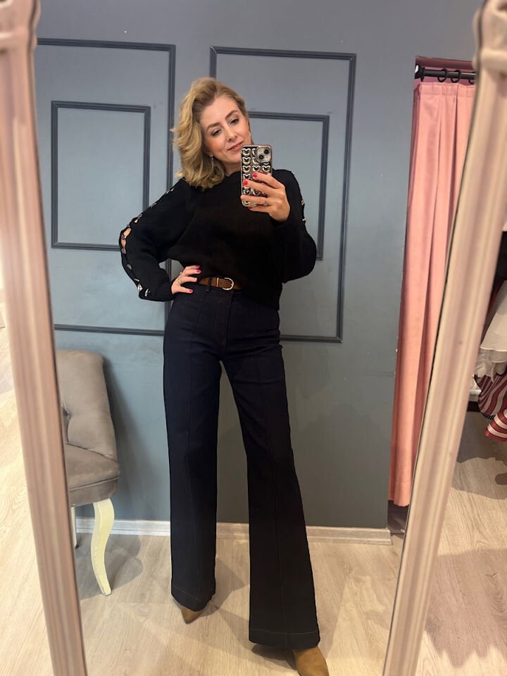 Kol Dekolteli Triko -Siyah