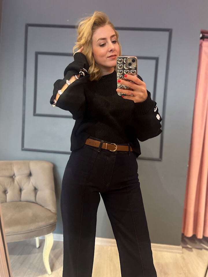 Kol Dekolteli Triko -Siyah