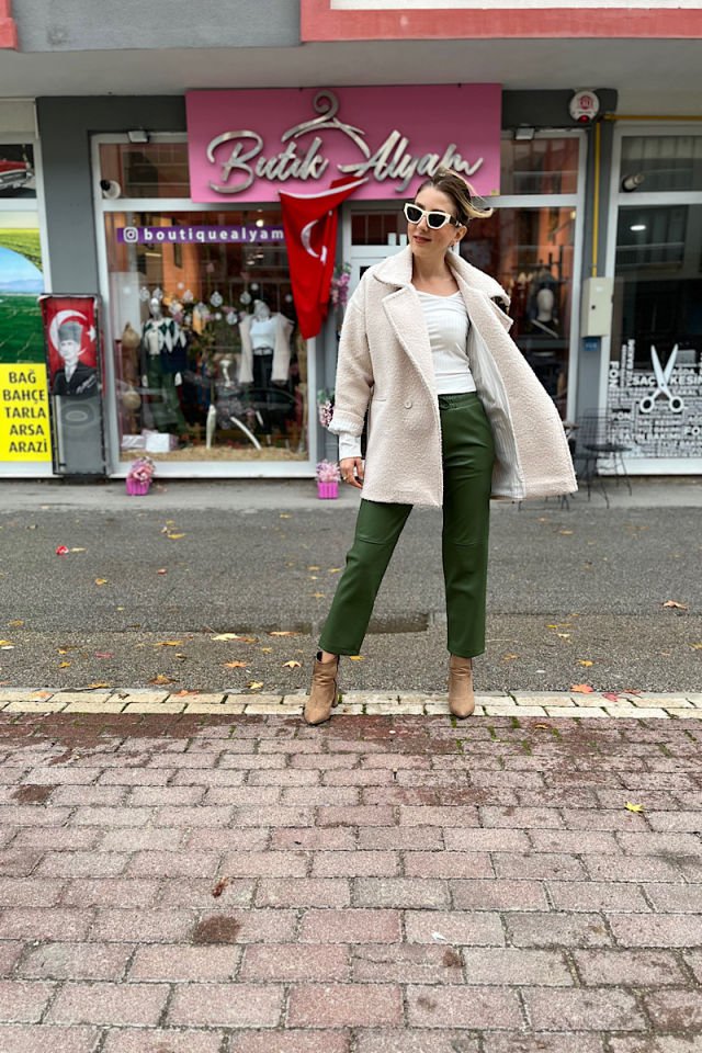 Oversize Kruvaze Kaban -Ekru