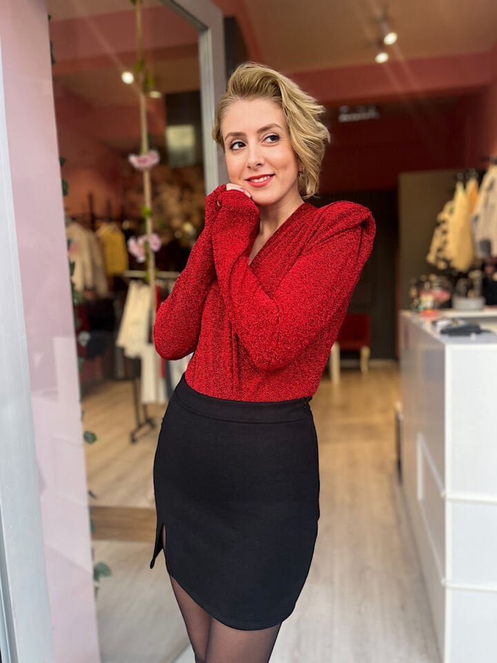 Yırtmaçlı Mini Etek-Siyah