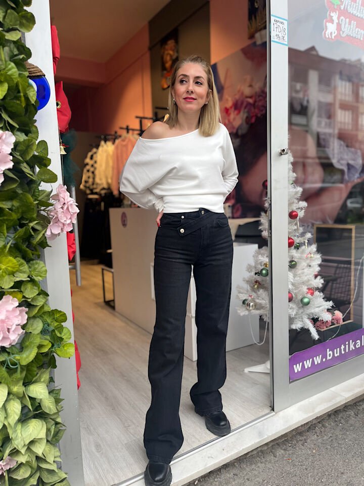 Kayık Yaka O*sho Bluz-Ekru