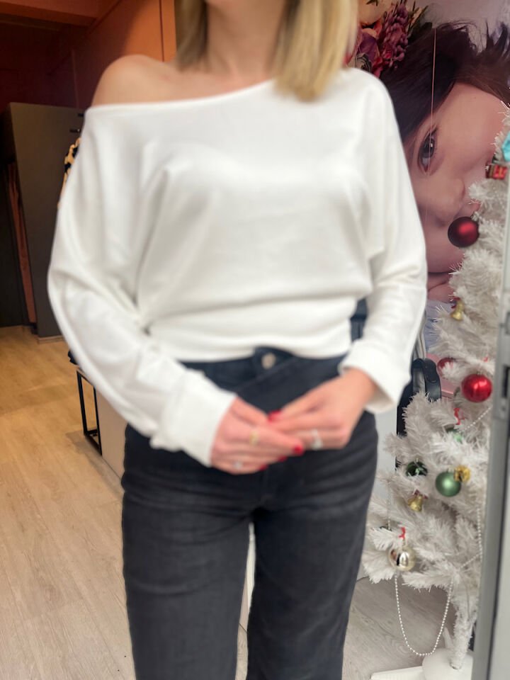 Kayık Yaka O*sho Bluz-Ekru