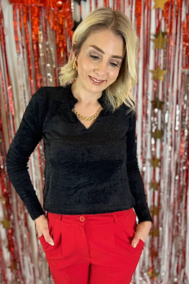 Zincirli Yumoş Triko-Siyah