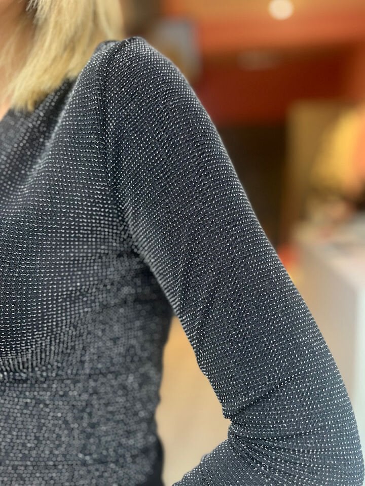 Simli Kruvaze Bluz-Füme