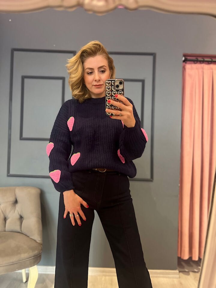 Çilekli Triko-Lacivert