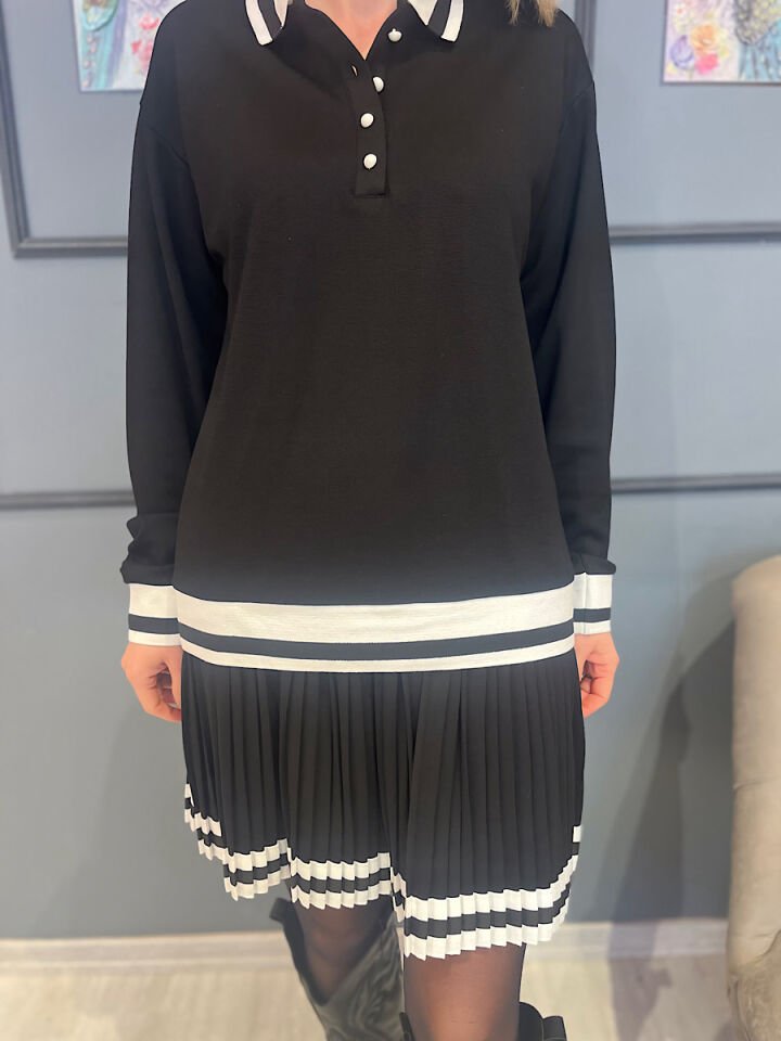 Siyah Beyaz Pileli Takım