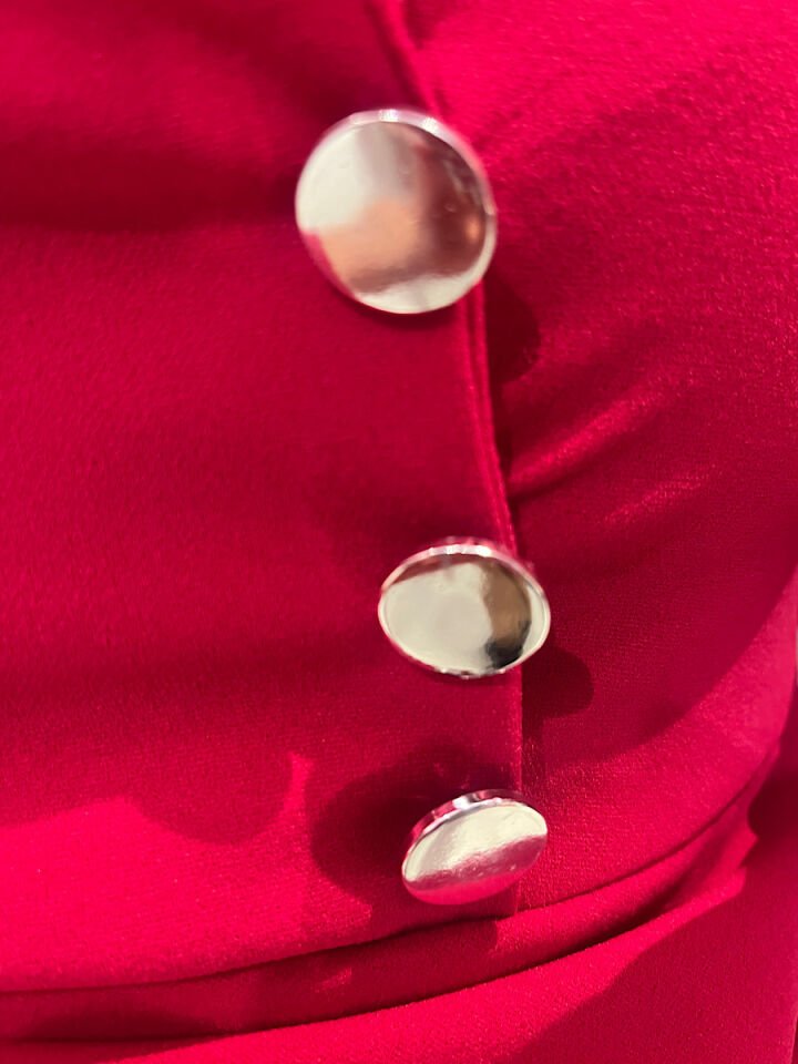 Ceket Yaka Krep Kumaş Elbise-Fuşya