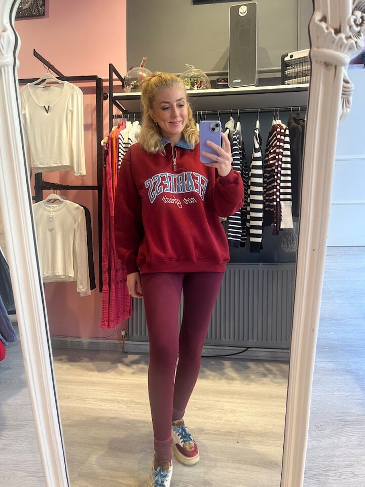 Kot Yaka Detaylı Sweatshirt -Bordo