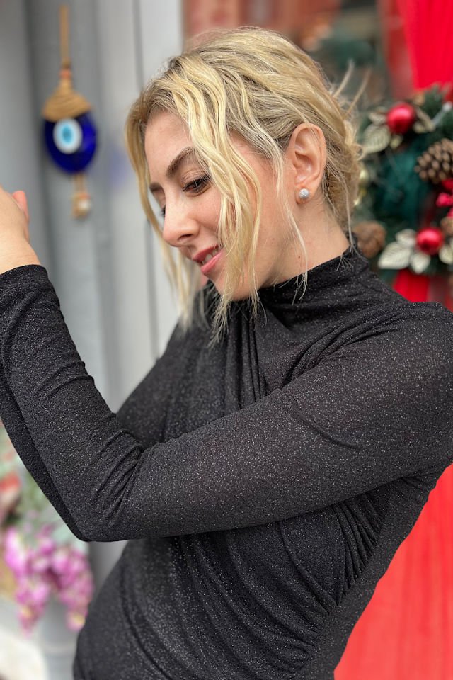 Drapeli Simli M*ng Elbise