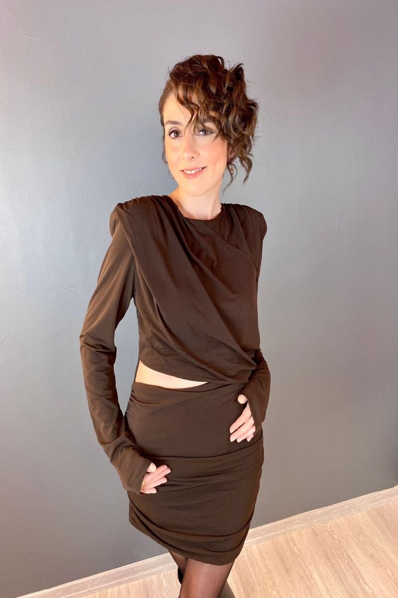 Vatkalı Bel Dekolteli Elbise