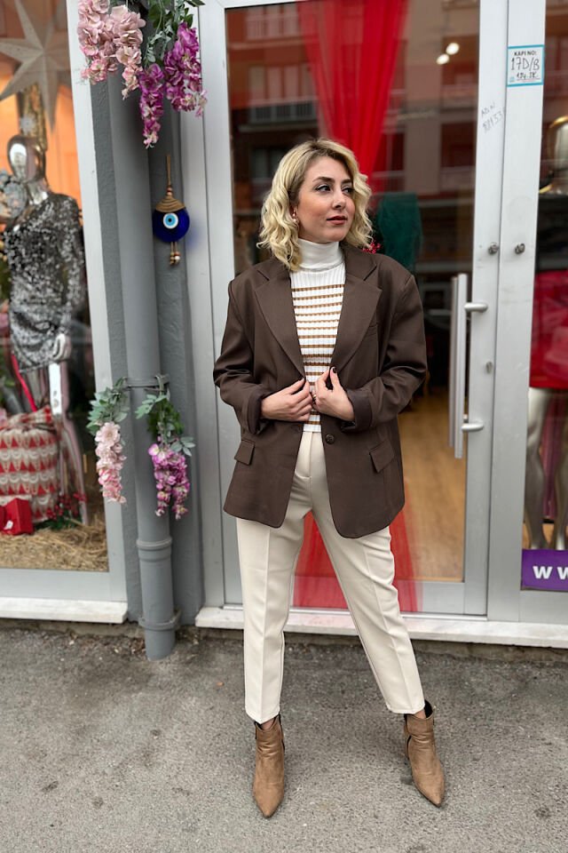 Oversize Blazer Ceket -Kahve